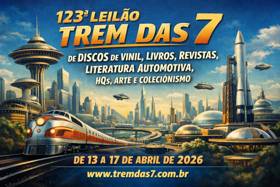 123 ª LEILÃO TREM DAS 7 DE DISCOS DE VINIL,  LIVROS, REVISTAS, QUADRINHOS, ARTE E COLECIONISMO