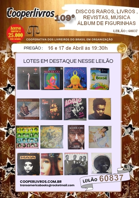 109º Leilão Discos Raros, Livros, Revistas, Música e Álbum de Figurinhas