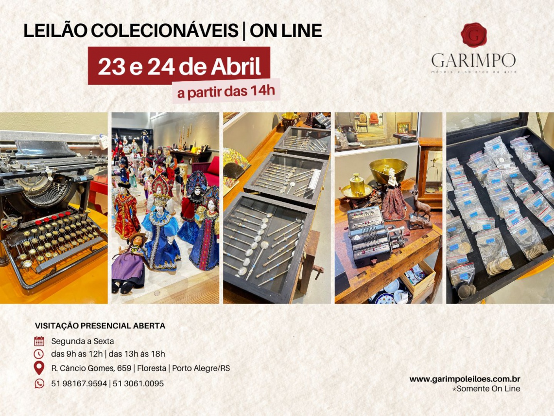COLECIONISMO: BONECAS, MOEDAS E ANTIGUIDADES - 23 e 24 de abril 2026 - 14h - Porto Alegre