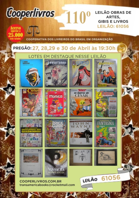 110º LEILÃO DE OBRAS DE ARTE,GIBIS, E LIVROS
