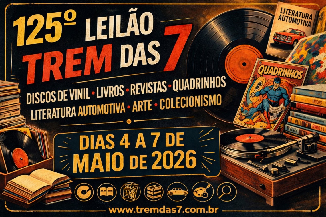 125ª LEILÃO TREM DAS 7 DE DISCOS DE VINIL,  LIVROS, REVISTAS, QUADRINHOS, ARTE E COLECIONISMO