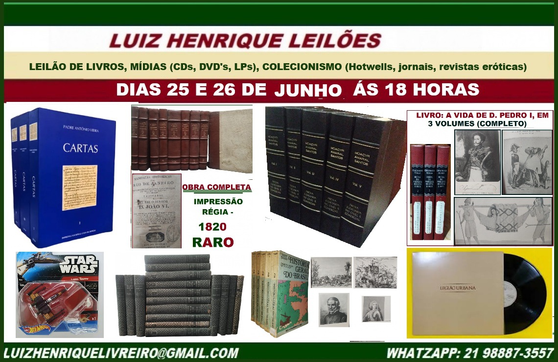 LEILÃO DE LIVROS, MÍDIAS (CDs, DVDs, LPs), COLECIONISMO (Hotwells, jornais, revistas eróticas)
