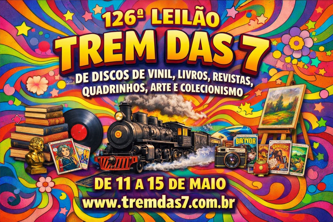 126 ª LEILÃO TREM DAS 7 DE DISCOS DE VINIL, LIVROS, REVISTAS, QUADRINHOS, CDS DVDS COLEÇÕES