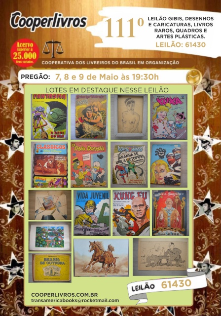 111º Leilão Gibis, Desenhos e Caricaturas, Livros Raros, Quadros e Artes Plasticas