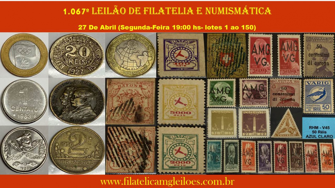 1.067º Leilão de Filatelia e Numismática