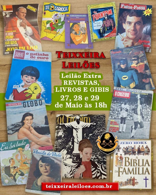 LEILÃO EXTRA DE REVISTAS, LIVROS E GIBIS