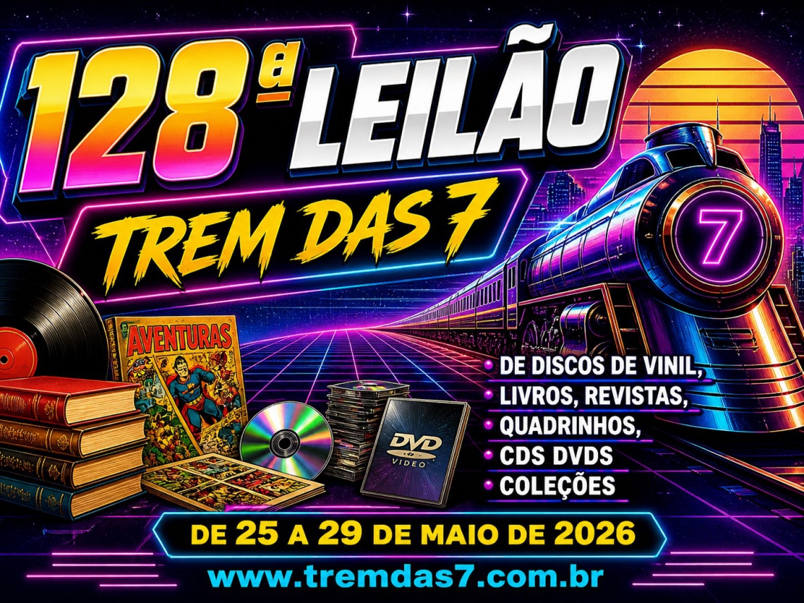 128 ª LEILÃO TREM DAS 7 DE DISCOS DE VINIL, LIVROS, REVISTAS, QUADRINHOS, CDS DVDS COLEÇÕES