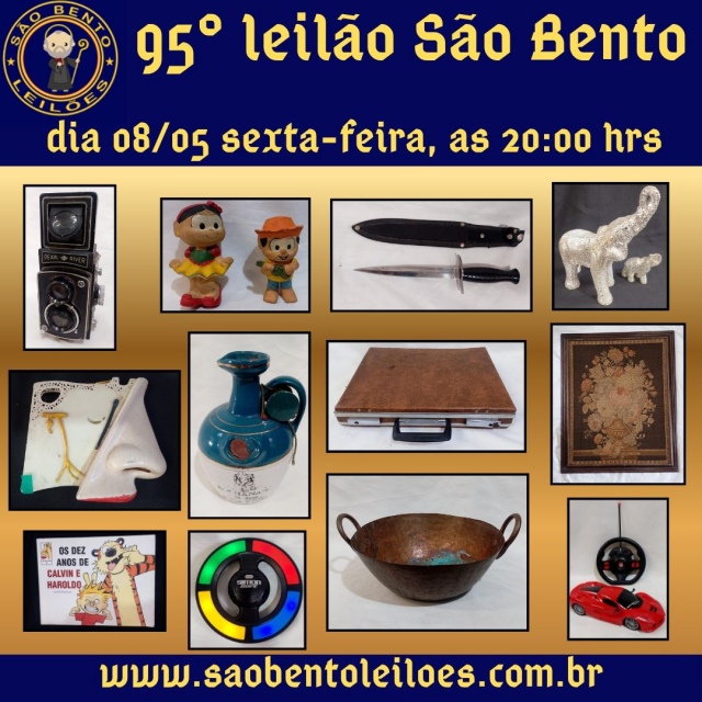 95º leilão SÃO BENTO de antiguidades, colecionismo, discos, brinquedos e muito mais!