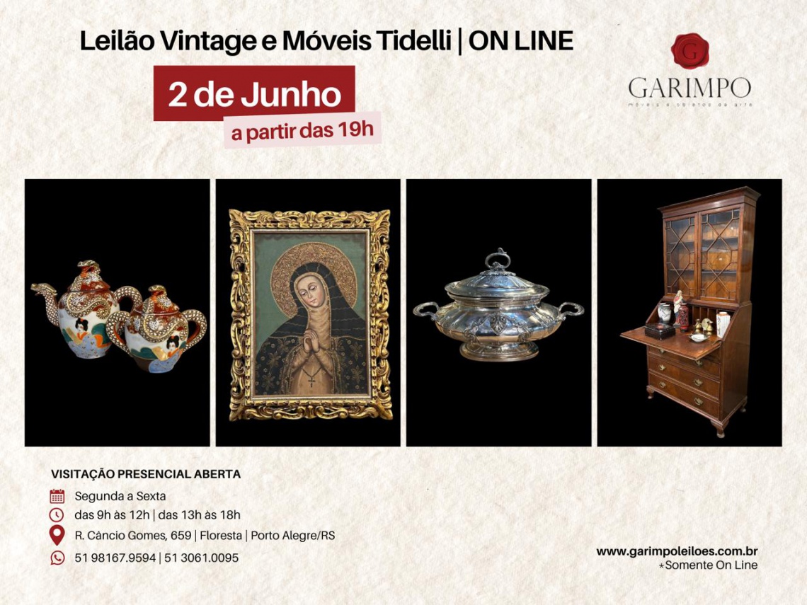 LEILÃO VINTAGE E MÓVEIS TIDELLI - 02 de junho 2026 - Porto Alegre (RS)