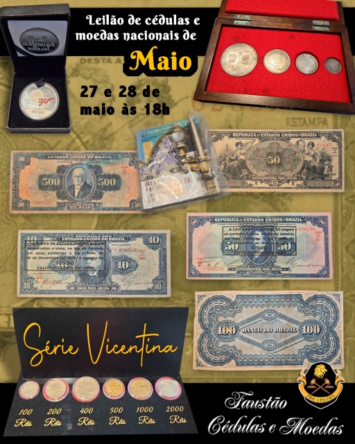 LEILÃO DE CÉDULAS E MOEDAS NACIONAIS