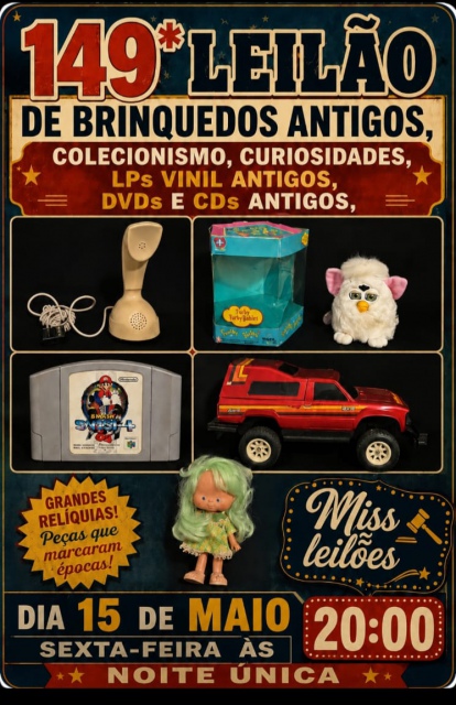 149º Leilão Brinquedos Antigos, Colecionismo, Curiosidades, LPs, CDs e DVDs antigos
