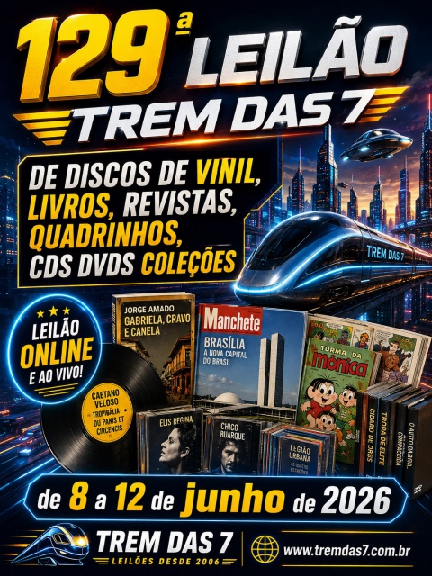 129 ª LEILÃO TREM DAS 7 DE DISCOS DE VINIL, LIVROS, REVISTAS, QUADRINHOS, CDS DVDS COLEÇÕES