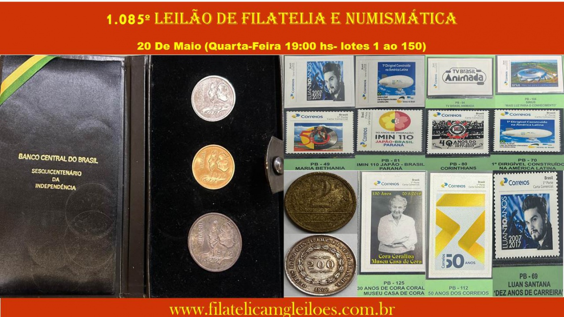 1.085º Leilão de Filatelia e Numismática