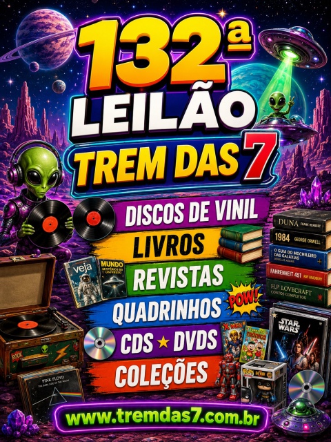 132 ª LEILÃO TREM DAS 7 DE DISCOS DE VINIL, LIVROS, REVISTAS, QUADRINHOS, CDS DVDS COLEÇÕES