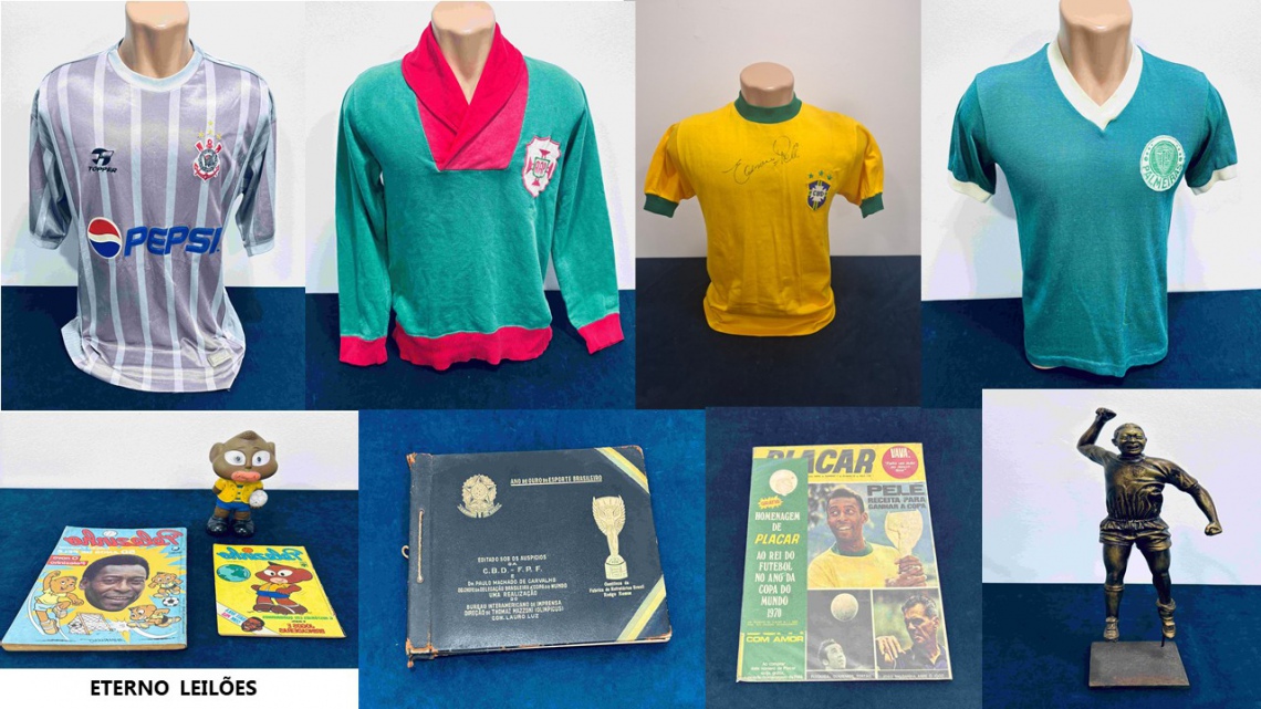 LEILÃO DE CAMISAS DE FUTEBOL, REI PELÉ E COPA DO MUNDO