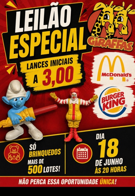 Leilao Especial - Só Brinquedos - Lances iniciais a R$ 3,00 - Mais de 500 lotes