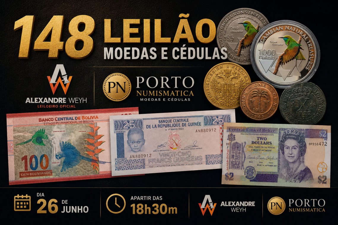 148º LEILÃO MOEDAS E CÉDULAS  - AWLEILÕES E PORTO NUMISMÁTICA
