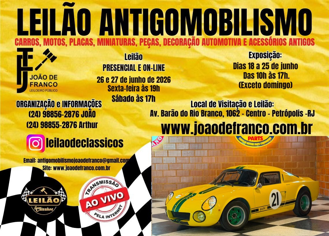 XVI - LEILÃO DE CLÁSSICOS - ANTIGOMOBILISMO  JUNHO 2026 - PETRÓPOLIS