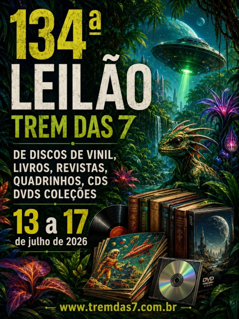134 ª LEILÃO TREM DAS 7 DE DISCOS DE VINIL, LIVROS, REVISTAS, HQS, CDS DVDS COLEÇÕES