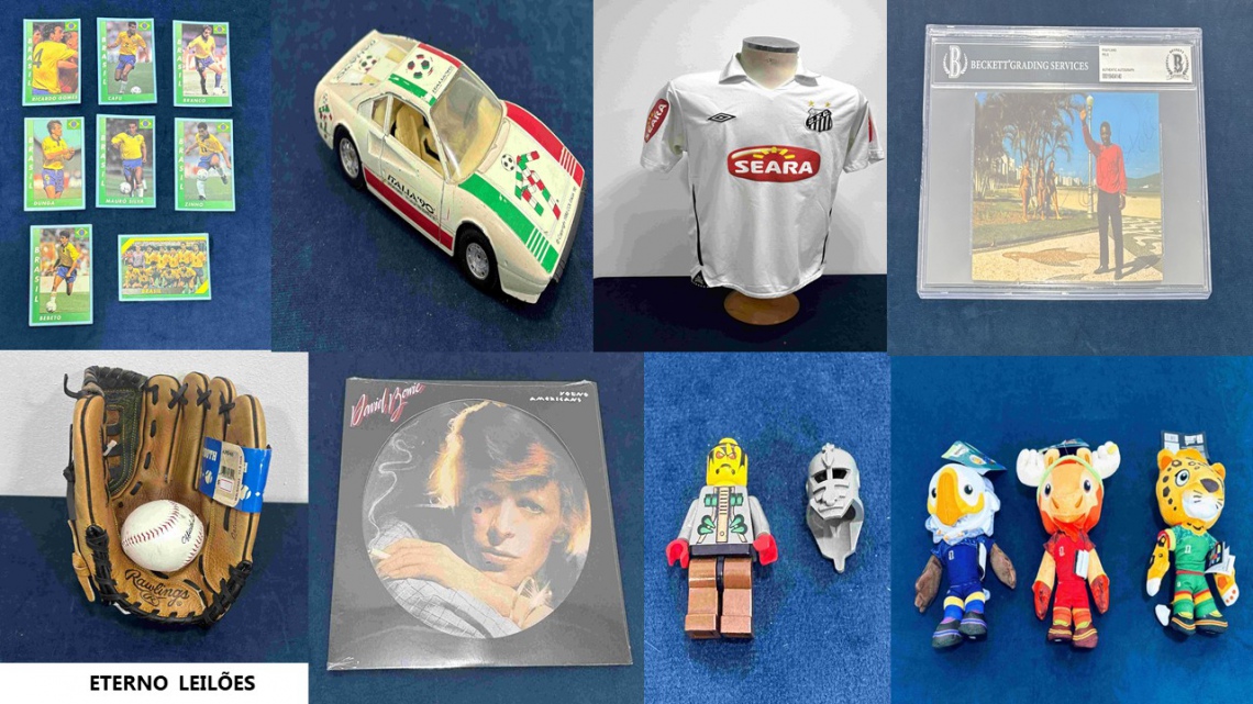 LEILÃO DE FUTEBOL, REI PELÉ, LEGO E DISCOS DE VINIL