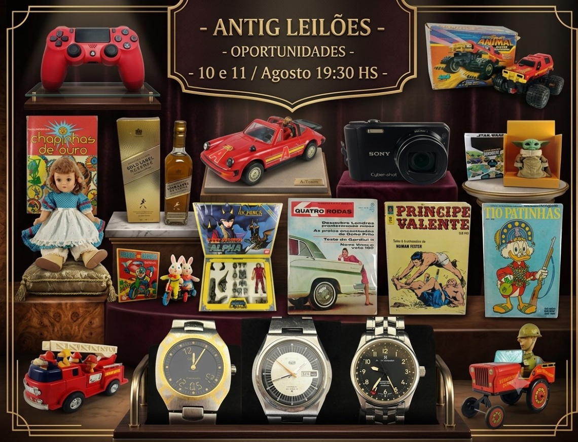 ANTIG - LEILÃO DE MINIATURAS, RELOGIOS, BEBIDAS E MAIS!!!