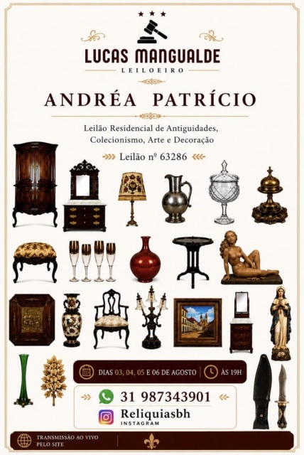 LEILÃO RESIDENCIAL DE ANTIGUIDADES, COLECIONISMO, ARTE E DECORAÇÃO
