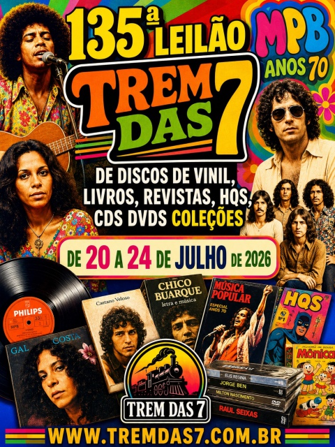 135 ª LEILÃO TREM DAS 7 DE DISCOS DE VINIL, LIVROS, REVISTAS, HQS, CDS DVDS COLEÇÕES