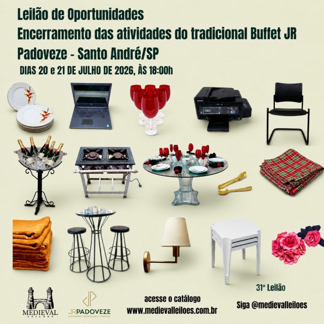 Leilão de Oportunidades  - Encerramento Atividades  do Tradicional Buffet JR Padoveze - Santo André