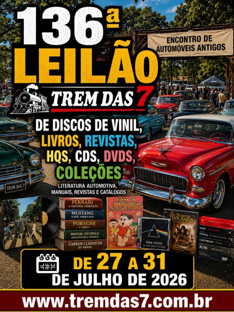 136 ª LEILÃO TREM DAS 7 DE DISCOS DE VINIL, LIVROS, REVISTAS, HQS, CDS DVDS COLEÇÕES