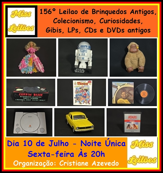 156º Leilao de Brinquedos Antigos, Colecionismo, Curiosidades, Gibis, LPs, CDs e DVDs antigos