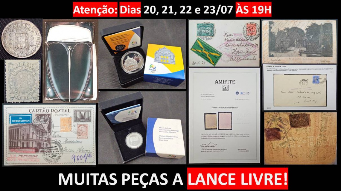 LEILÃO ESPECIAL DE COLECIONISMO, POSTAIS, SELOS, FOTOS, MOEDAS, CÉDULAS E ETC.