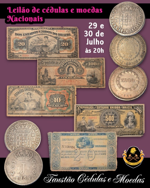 LEILÃO DE CÉDULAS E MOEDAS NACIONAIS