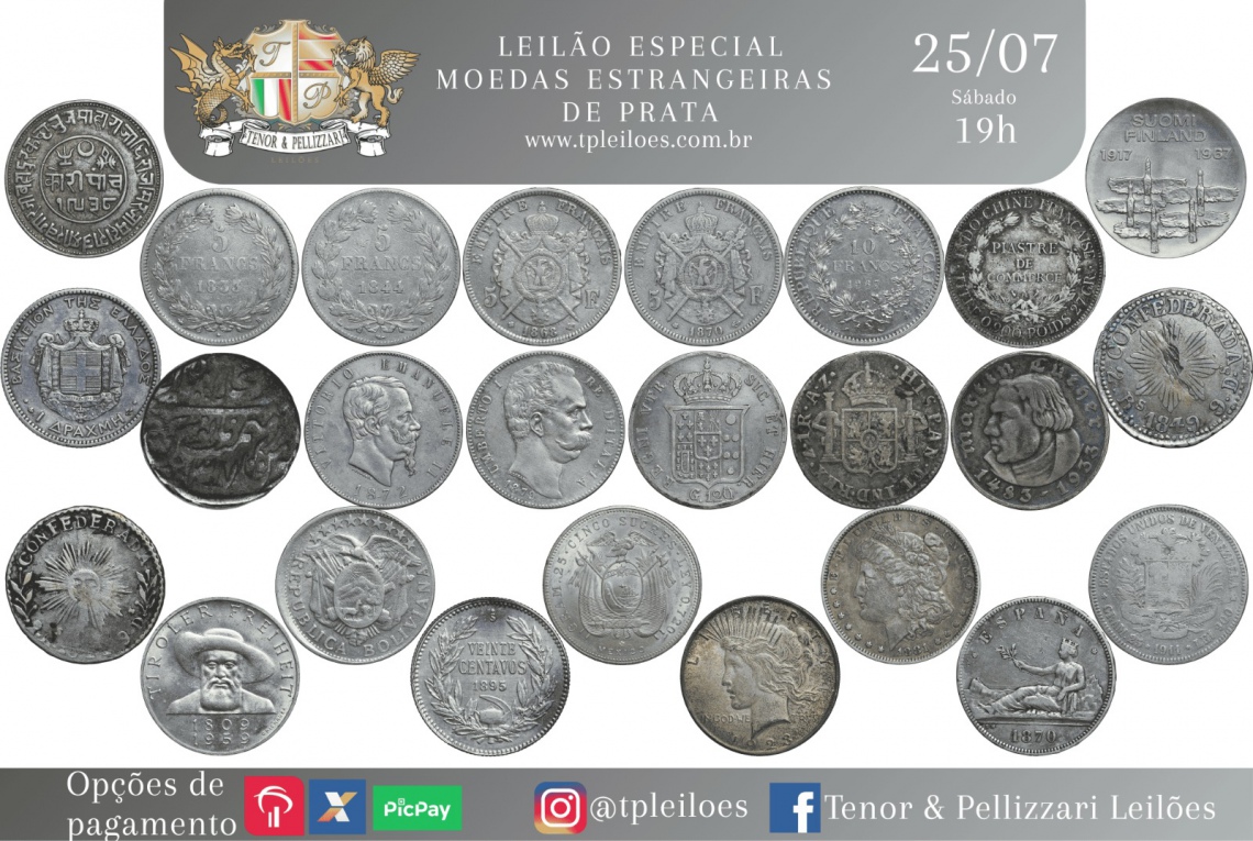 Leilão Especial - Moedas Estrangeiras de Prata
