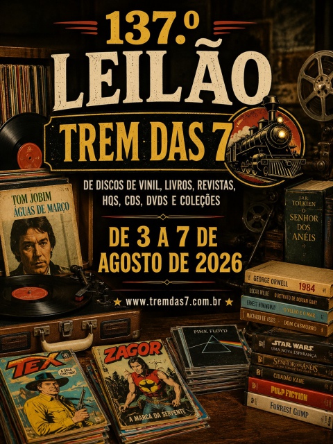137 ª LEILÃO TREM DAS 7 DE DISCOS DE VINIL, LIVROS, REVISTAS, HQS, CDS DVDS COLEÇÕES