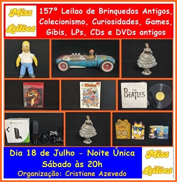 157º Leilao de Brinquedos Antigos, Colecionismo, Curiosidades, Games, Gibis, LPs, CDs e DVDs antigos