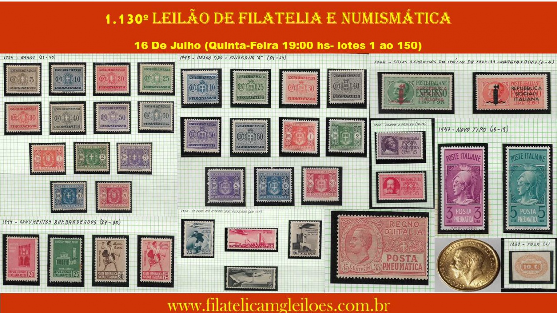 1.130º Leilão de Filatelia e Numismática