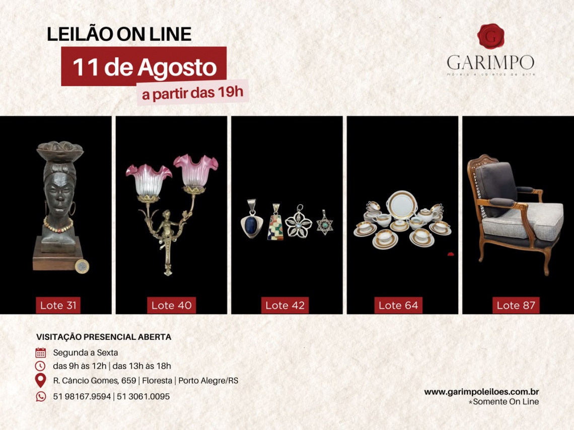 LEILÃO DE ARTE E ANTIGUIDADES - 11 de agosto