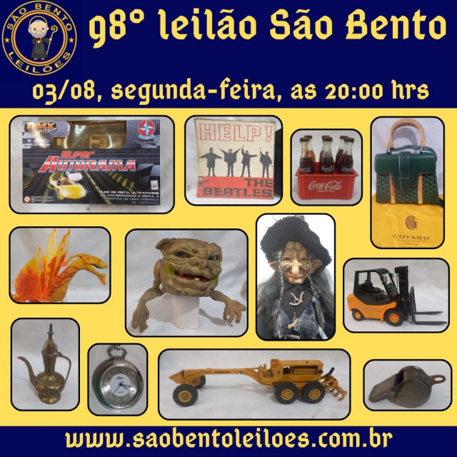 98 leilão SÃO BENTO de artes, antiguidades, colecionismo, livros, lps e muito mais!