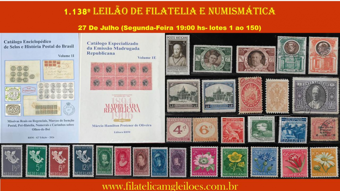 1.138º Leilão de Filatelia e Numismática