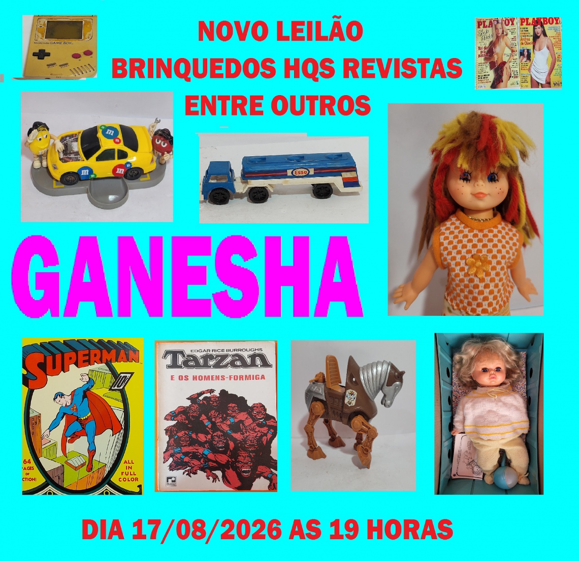 LEILÃO GANESHA DE AGOSTO BRINQUEDOS,HQS,REVISTAS,E OUTROS