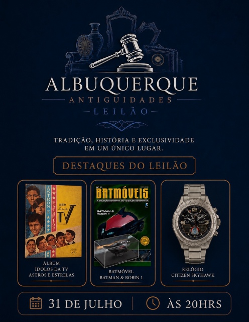 LEILÃO DE ANTIGUIDADES, COLECIONISMO, BRINQUEDOS E RELÓGIOS.