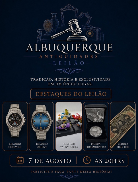 LEILÃO DE ANTIGUIDADES, COLECIONISMO, BRINQUEDOS E RELÓGIOS.