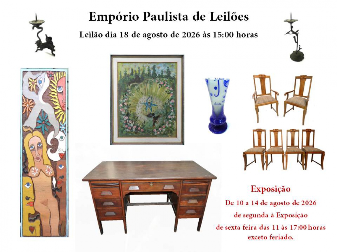 LEILÃO DE ARTE E ANTIGUIDADES - COMISSÃO DE 10% E PAGAMENTO EM 3  VEZES NO CARTÃO DE C