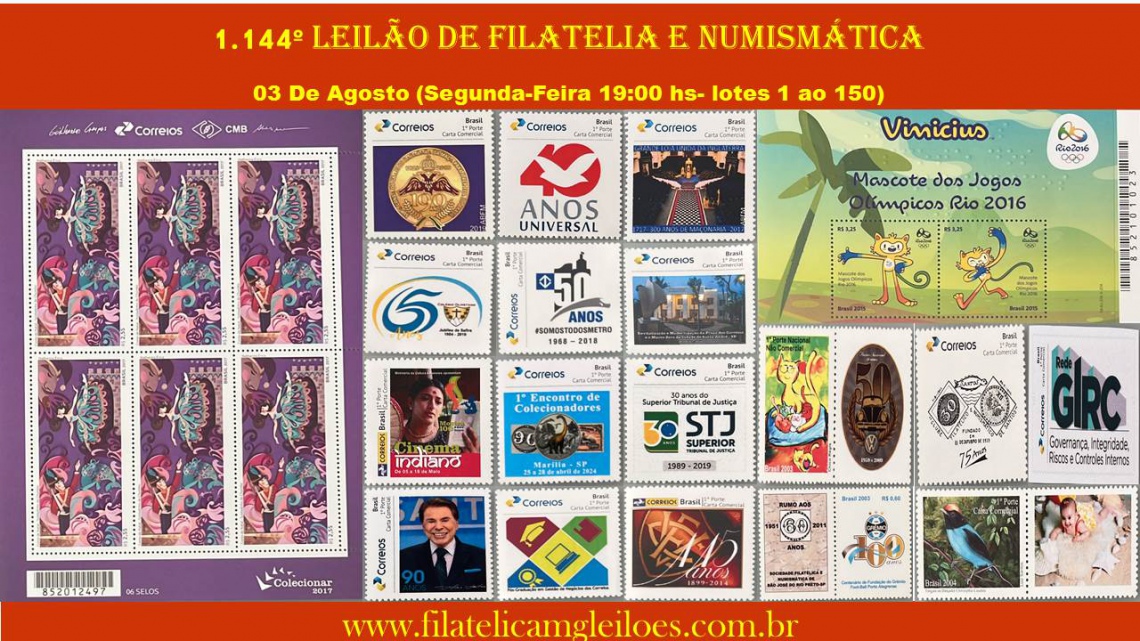 1.144º Leilão de Filatelia e Numismática