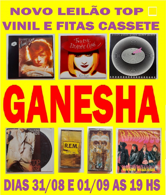 LEILÃO TOP VINIL E FITA CASSETE GANESHA LANCE LIVRE R$10,00 E R$20,00