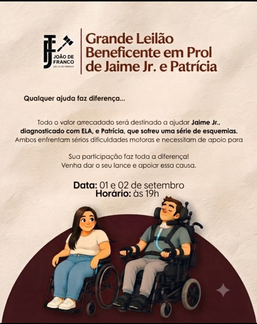 Grande Leilão Beneficente em Prol de Jaime Jr. e Patrícia - Tudo a lance livre!