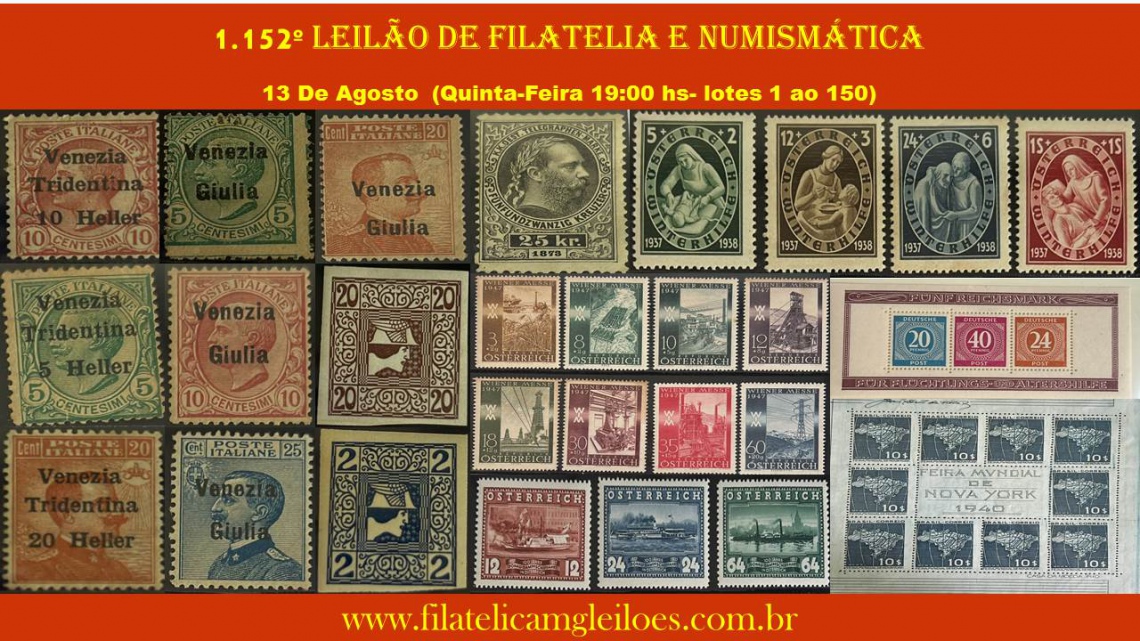1.152º Leilão de Filatelia e Numismática