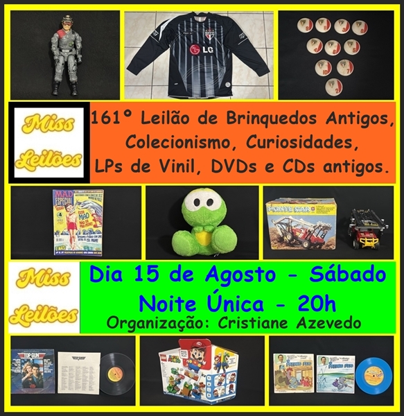 161º Leilão de Brinquedos Antigos, Colecionismo, Curiosidades, LPs de Vinil, DVDs e CDs antigos.