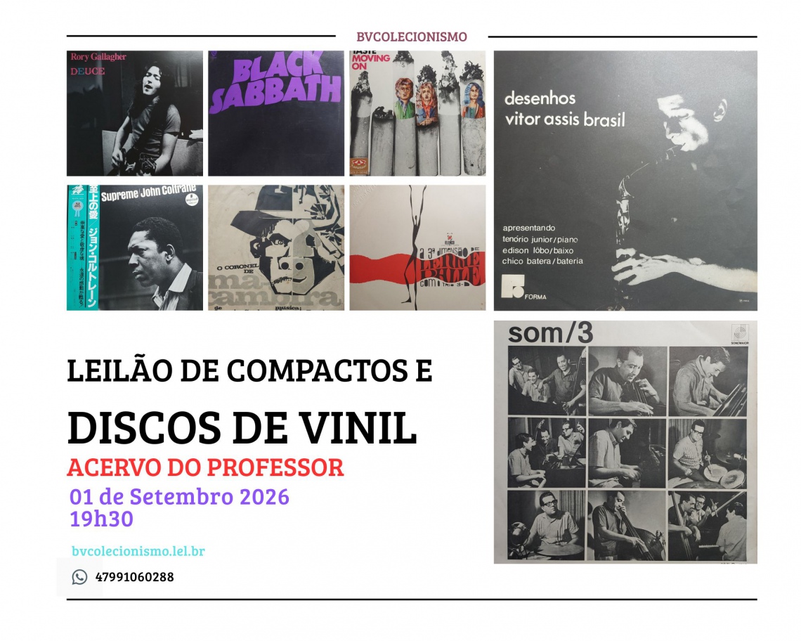 31º LEILÃO DE COMPACTOS E DISCOS DE VINIL: ACERVO DO PROFESSOR: SAMBA  JAZZ, JAZZ, ROCK e MPB.
