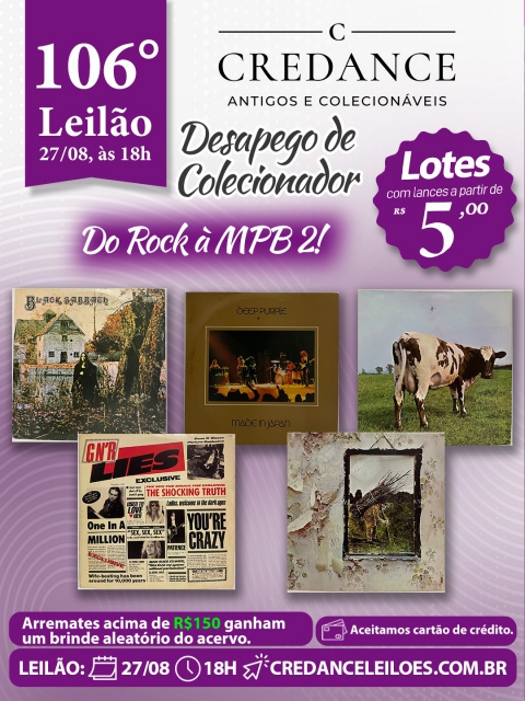 106º LEILÃO CREDANDE ANTIGOS E COLECIONÁVEIS: SESAPEGO DE COLECIONADOR - DO ROCK À MPB 2
